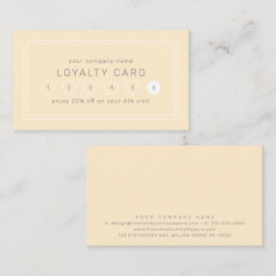 AVERY Butter Yellow Business Reward 6 Punch Loyalty Card