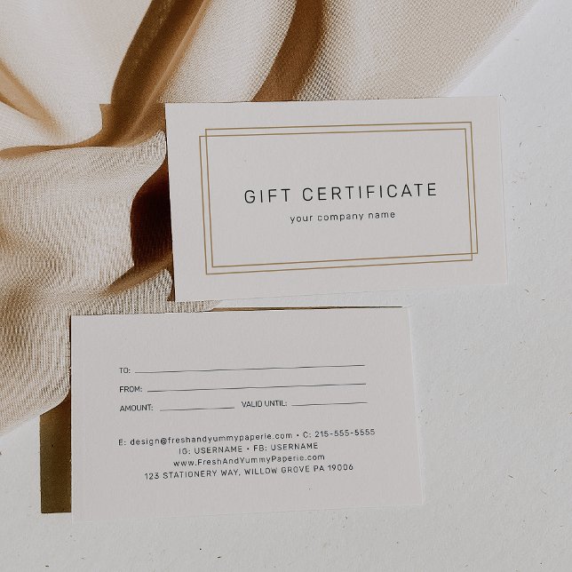 AVERY Chic Gold Black Business Gift Certificate (AVERY Chic Gold Black Business Gift Certificate)