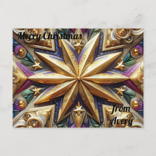 AVERY ~ CHRISTMAS ~ 3D star pattern ~ Postcard