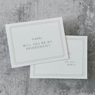 AVERY Coral and Teal Bridesmaid Proposal Cards