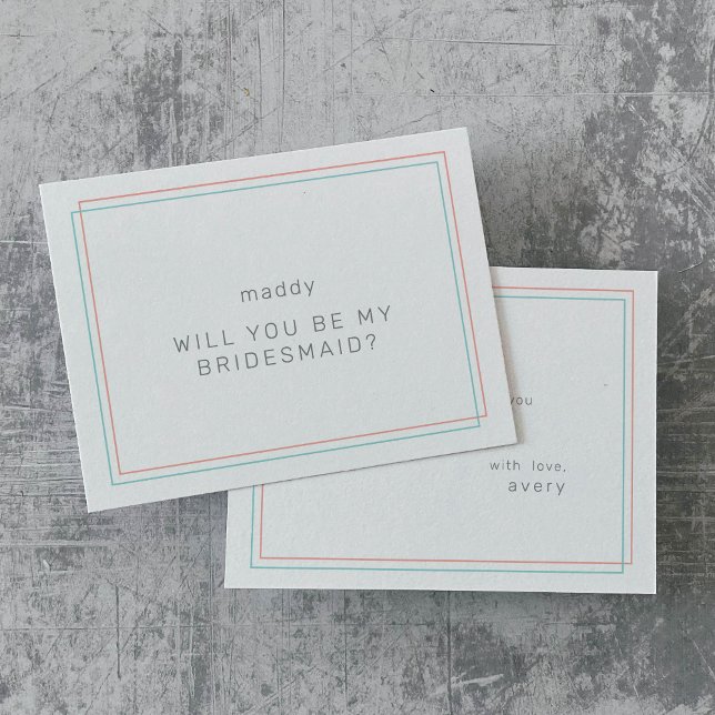 AVERY Coral and Teal Bridesmaid Proposal Cards (AVERY Coral and Teal Bridesmaid Proposal Cards)