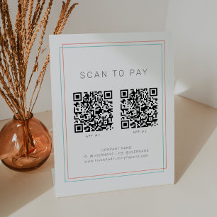 AVERY Coral and Teal Business 2 Apps Scan To Pay Pedestal Sign