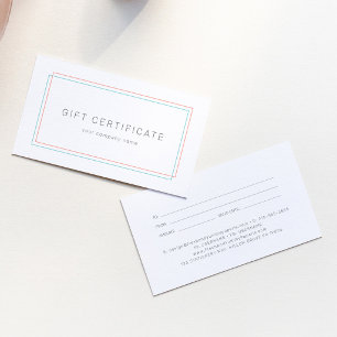 AVERY Coral and Teal Business Gift Certificate