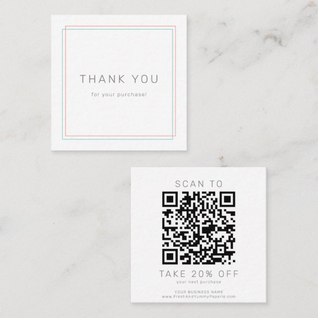 AVERY Coral and Teal Business QR Code Thank You Discount Card (Front/Back)
