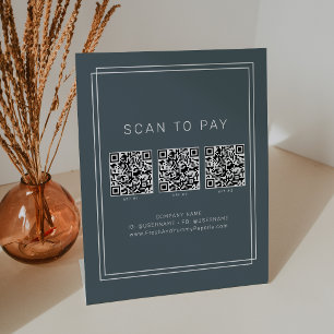 AVERY Dark Navy Blue Business QR Code Scan To Pay Pedestal Sign