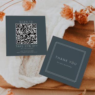 AVERY Dark Navy Blue Business QR Code Thank You Discount Card