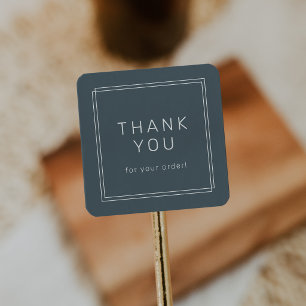 AVERY Dark Navy Blue Classic Thank You For Order Square Sticker
