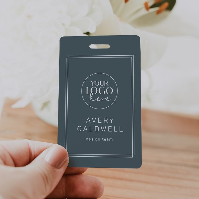 AVERY Dark Navy Blue Logo QR Code Employee ID Card Badge (AVERY Dark Navy Blue Logo QR Code Employee ID Card Badge)