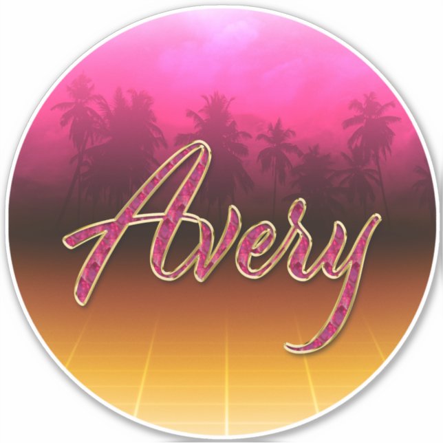 Avery First Name Golden pink Sticker (Front)