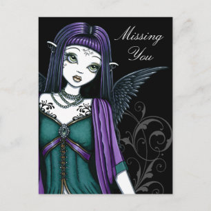 "Avery" Gothic Angel Bird Cage Postcard