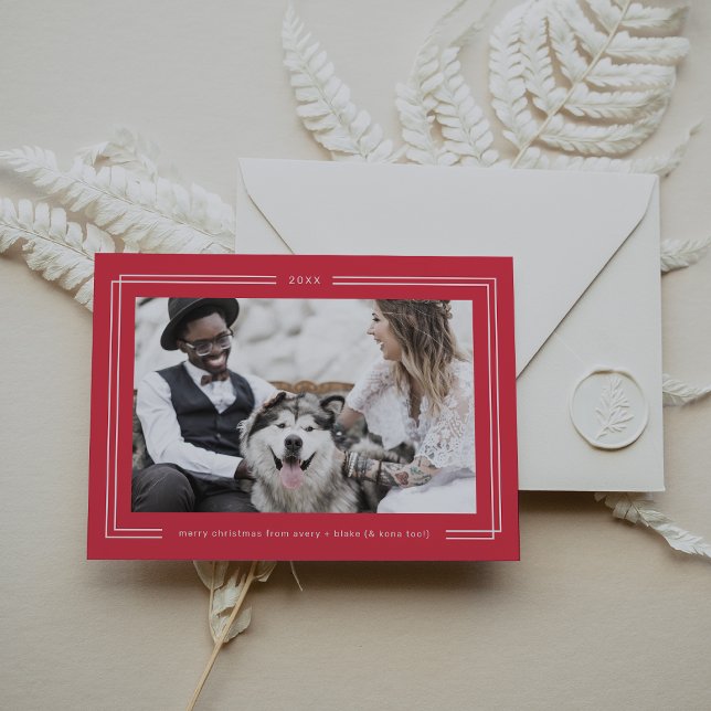 AVERY Hot Pink Red Framed Couples Photo Christmas Holiday Card (AVERY Hot Pink Red Framed Couples Photo Christmas Holiday Card)