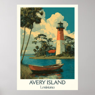 Avery Island Louisiana Vintage Lighthouse Marsh Poster