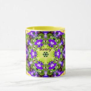 AVERY ~ Lobelia Pansies Pattern ~ Personalised Mug