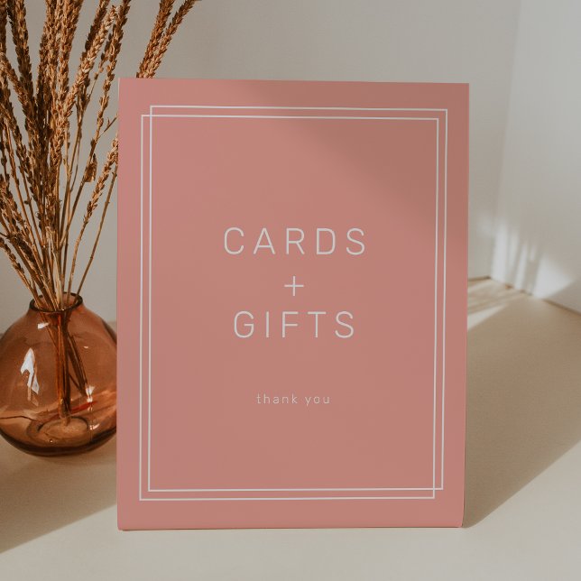 AVERY Minimal Blush Peach Coral Cards and Gifts Pedestal Sign (AVERY Minimal Blush Peach Coral Cards and Gifts Pedestal Sign)