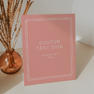 AVERY Minimal Blush Peach Coral Custom Wedding Pedestal Sign