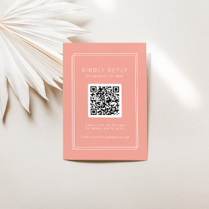 AVERY Minimal Blush Peach QR Code RSVP Wedding Enclosure Card
