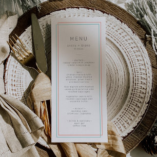 AVERY Minimalist Coral and Teal Border Wedding Menu