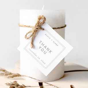 AVERY Minimalist Coral and Teal Wedding Thank You Favour Tags