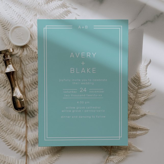 AVERY Minimalist Mint Green Frame Wedding Invitation (AVERY Minimalist Mint Green Frame Wedding Invitation)