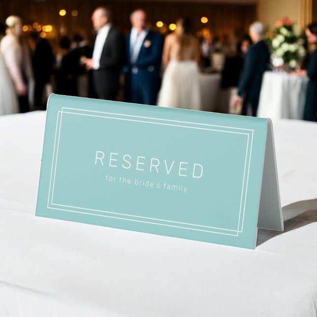 AVERY Minimalist Mint Green Frame Wedding Reserved (AVERY Minimalist Mint Green Frame Wedding Reserved Table Tent Sign)