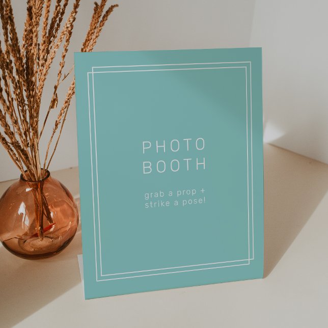 AVERY Minimalist Mint Green Wedding Photo Booth Pedestal Sign (AVERY Minimalist Mint Green Wedding Photo Booth Pedestal Sign)