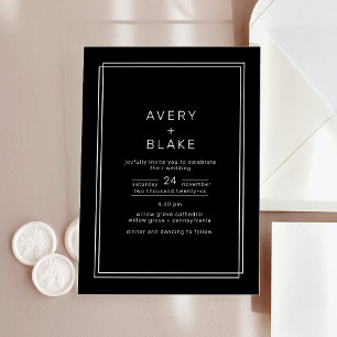 AVERY Modern Black Acrylic Wedding Invitation
