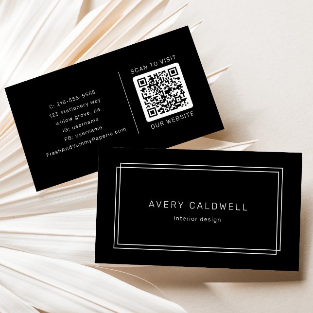 AVERY Modern Black Double Frame QR Code Business Card (AVERY Modern Black Double Frame QR Code Business Card)