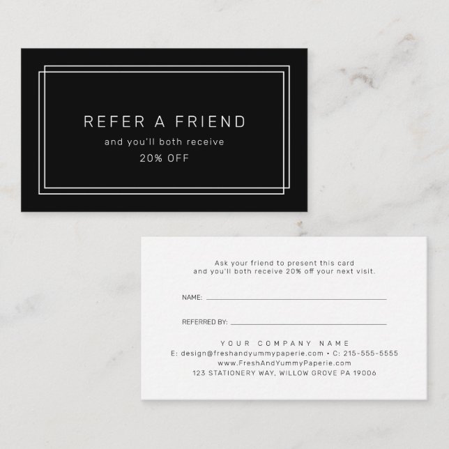 AVERY Modern Black Double Frame Refer A Friend Referral Card (Front/Back)