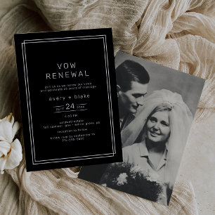 AVERY Modern Black Photo Vow Renewal Invitation