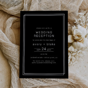 AVERY Modern Black Wedding Reception Invitation