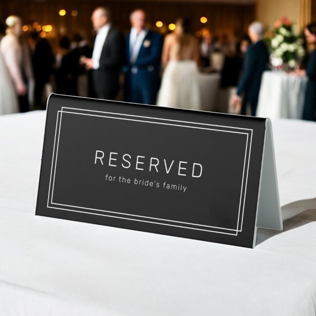 AVERY Modern Black Wedding Reserved (AVERY Modern Black Wedding Reserved Table Tent Sign)