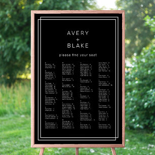 AVERY Modern Black Wedding Seating Chart Template