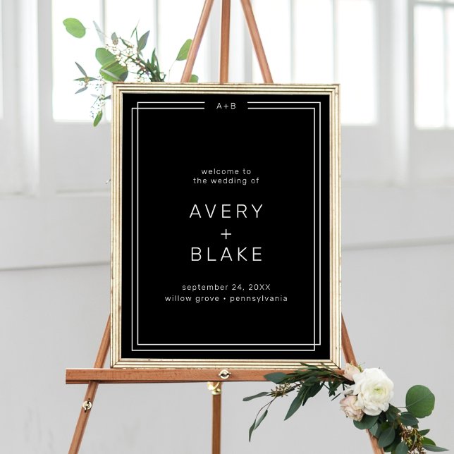AVERY Modern Black Wedding Welcome Sign Template (AVERY Modern Black Wedding Welcome Sign Template)