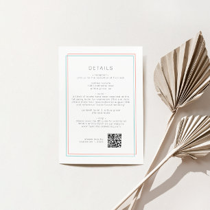 AVERY Modern Coral Teal QR Code Wedding Details Enclosure Card