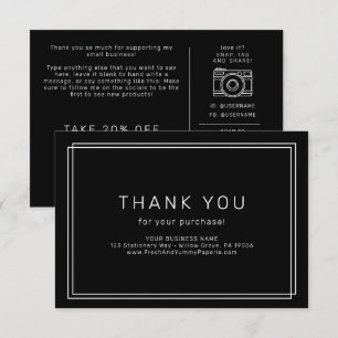 AVERY Modern Dark Black Business Thank You Order Enclosure Card