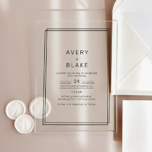 AVERY Modern Minimalist Acrylic Wedding Invitation