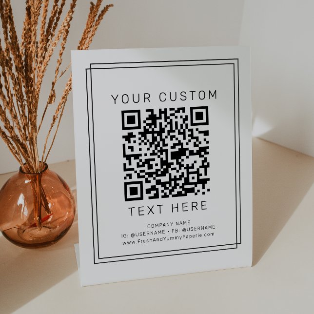 AVERY Modern Minimalist Business Custom QR Code Pedestal Sign (AVERY Modern Minimalist Business Custom QR Code Pedestal Sign)