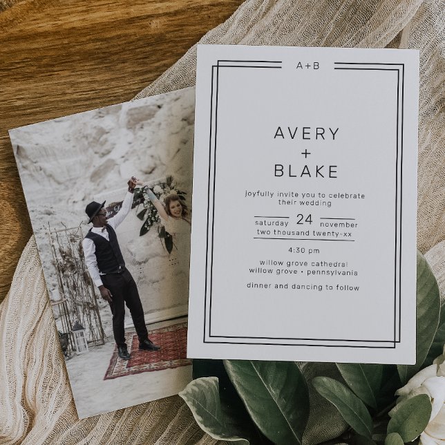 AVERY Modern Minimalist Double Frame Photo Wedding Invitation (AVERY Modern Minimalist Double Frame Photo Wedding Invitation)