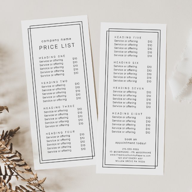 AVERY Modern Minimalist Double Frame Price List Rack Card (AVERY Modern Minimalist Double Frame Price List Rack Card)