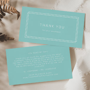 AVERY Modern Minimalist Mint Green Frame Thank You Business Card