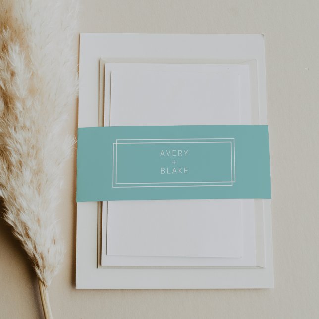 AVERY Modern Minimalist Mint Green Frame Wedding Invitation Belly Band (AVERY Modern Minimalist Mint Green Frame Wedding Invitation Belly Band)