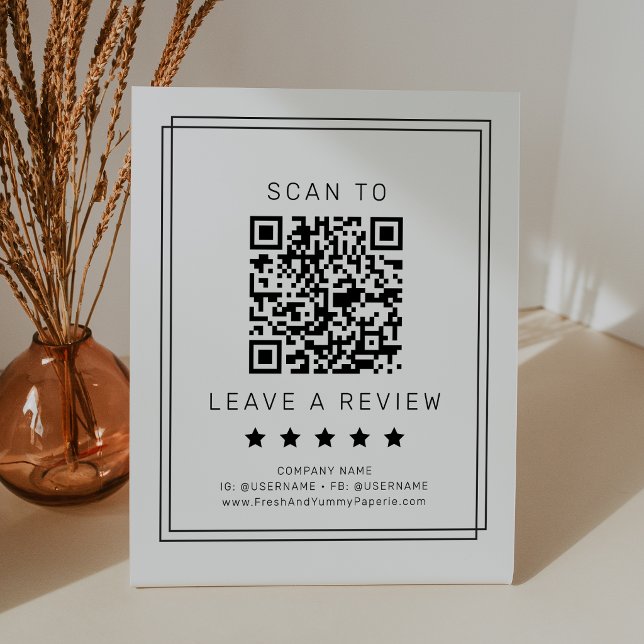 AVERY Modern Minimalist QR Code Leave A Review Pedestal Sign (AVERY Modern Minimalist QR Code Leave A Review Pedestal Sign)