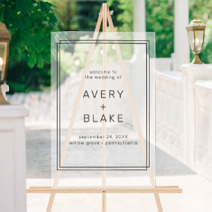AVERY Modern Minimalist Wedding Welcome Acrylic Sign