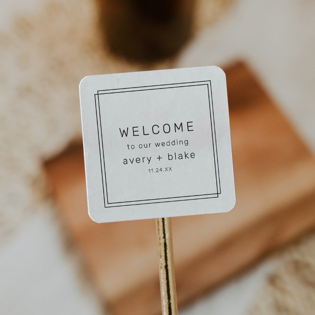 AVERY Modern Minimalist Wedding Welcome Bag Square Sticker (AVERY Modern Minimalist Wedding Welcome Bag Square Sticker)