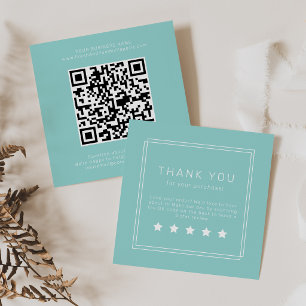 AVERY Modern Mint Green QR Code Leave A Review Square Business Card