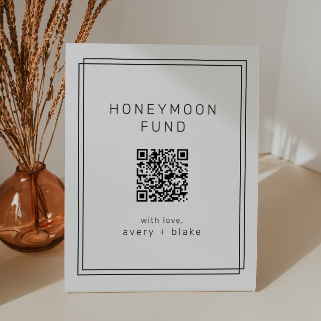 AVERY Modern QR Code Wedding Honeymoon Fund Pedestal Sign (AVERY Modern QR Code Wedding Honeymoon Fund Pedestal Sign)