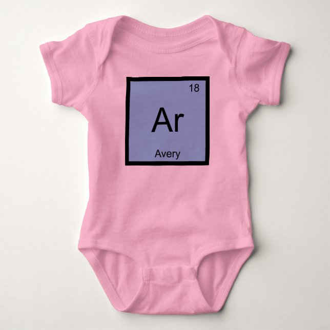 Avery Name Chemistry Element Periodic Table Baby Bodysuit (Front)