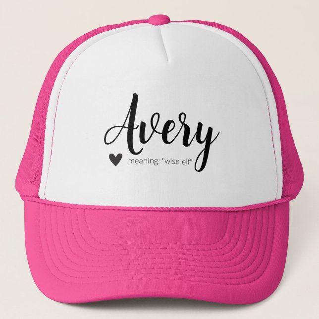 Avery Name Meaning Custom Hat Cap Girls Clothing (Front)