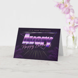 Avery Name Vorname lila retro Karte Geburtstag Card