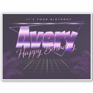 Avery Name Vorname lila retro Sticker Geburtstag